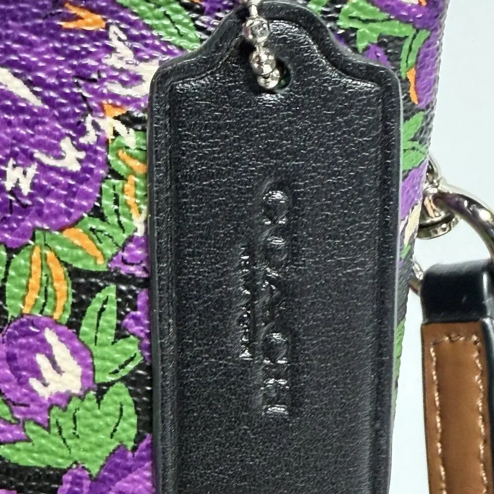 Coach Rose Meadow PURPLE FLORAL Layla Convertible Crossbody Clutch Purse F57922 - Picture 3 of 10